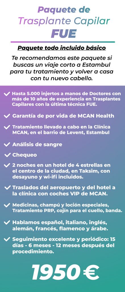 Precio trasplante capilar FUE en Turquía