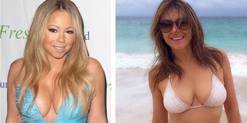 Mariah Carey and elizabeth hurley breast
