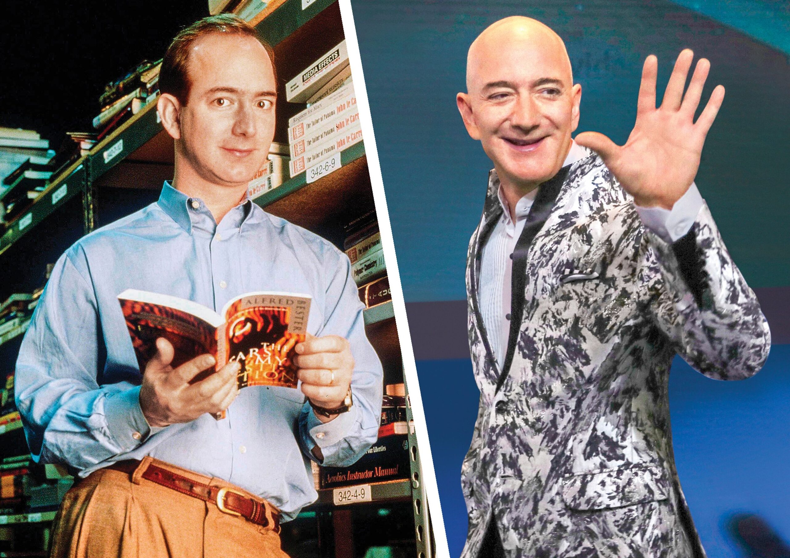 Jeff Bezos with hair vs bald