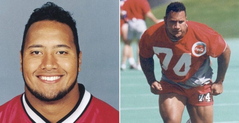 The Rock with Hair during his College Years