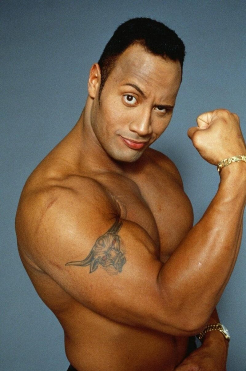 The Rock with hair in WWE period