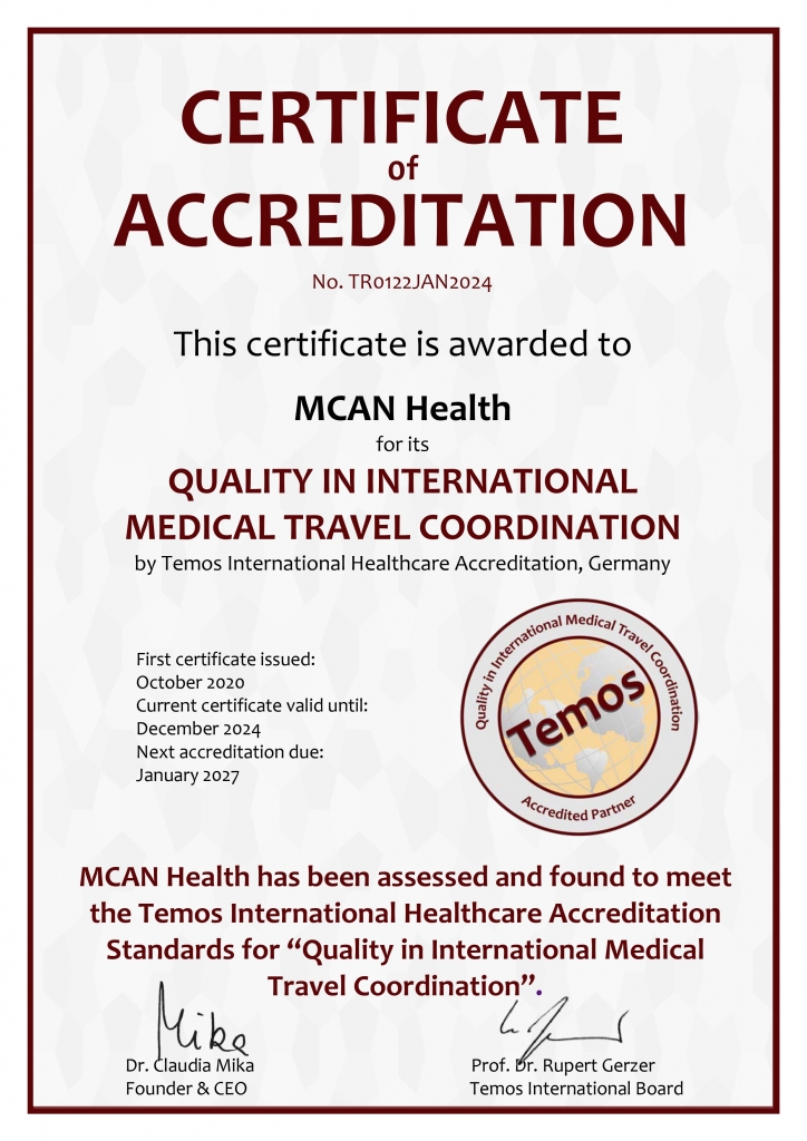 Quality Certificate of MCAN Health in Istanbul Turkey