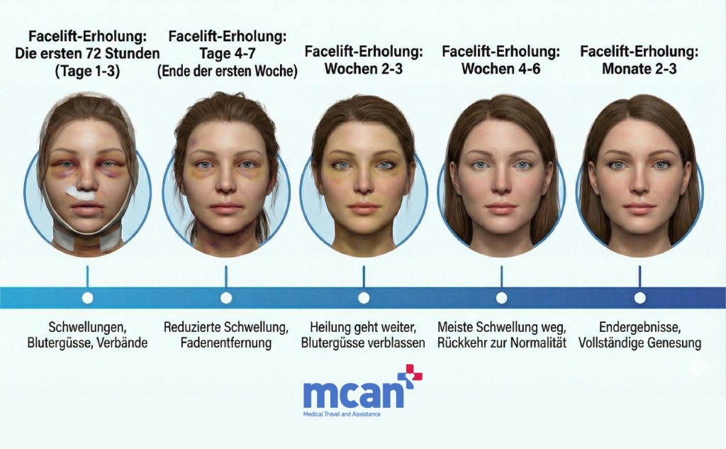 Facelifting Erholung: Die ersten 72 Stunden (Tage 1–3)