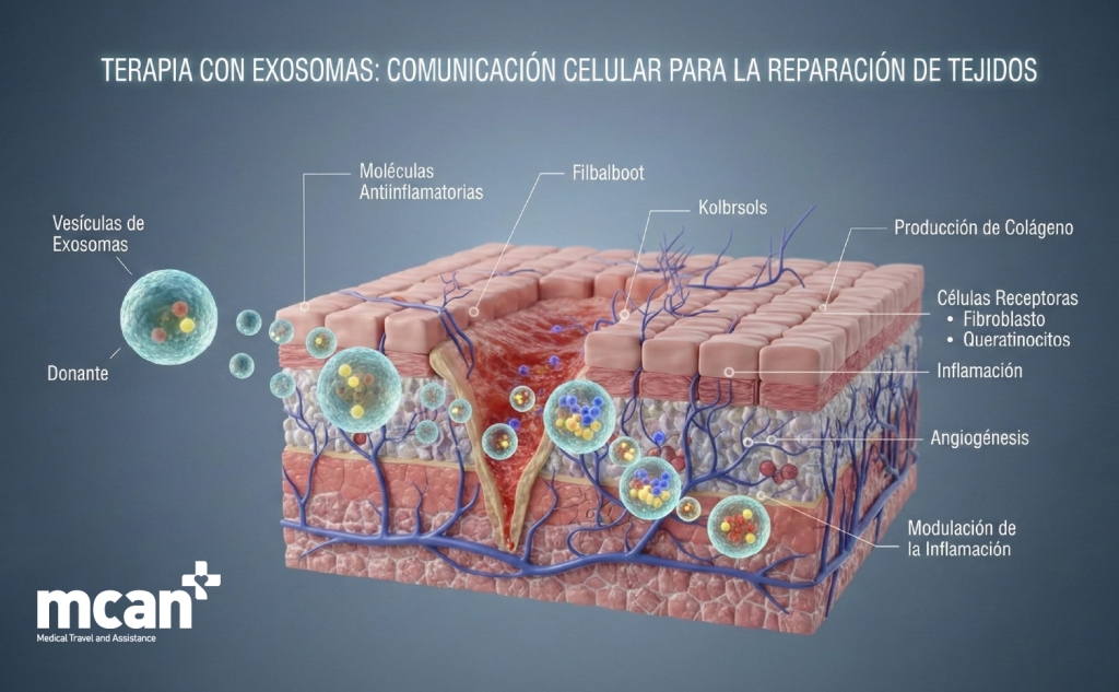 Terapia con exosomas en cirugía plastica: cómo apoya la cicatrización y la regeneración de tejidos 2 ES How Exosome Therapy Works at the Cellular Level Cómo funciona la terapia con exosomas a nivel celular