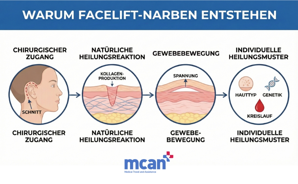 Warum Facelifting Narben entstehen