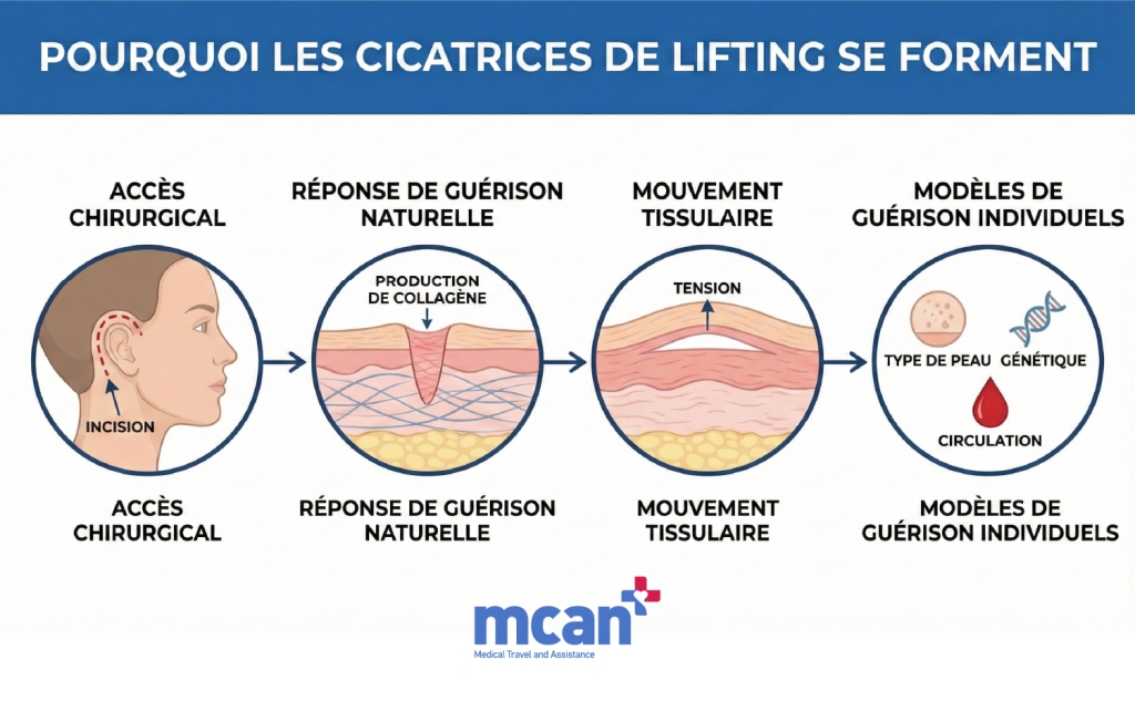 Pourquoi les cicatrices du Lifting du visage se forment