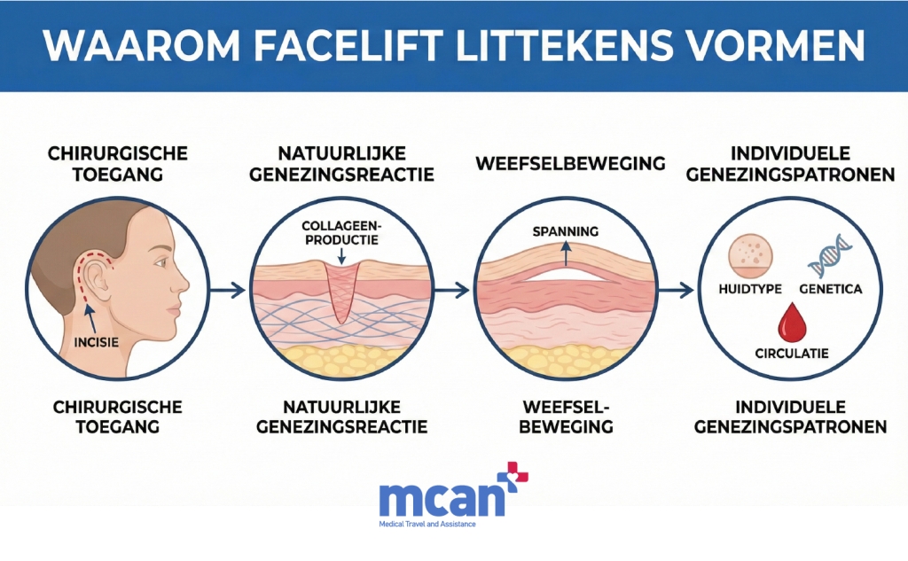 Waarom Facelift littekens ontstaan