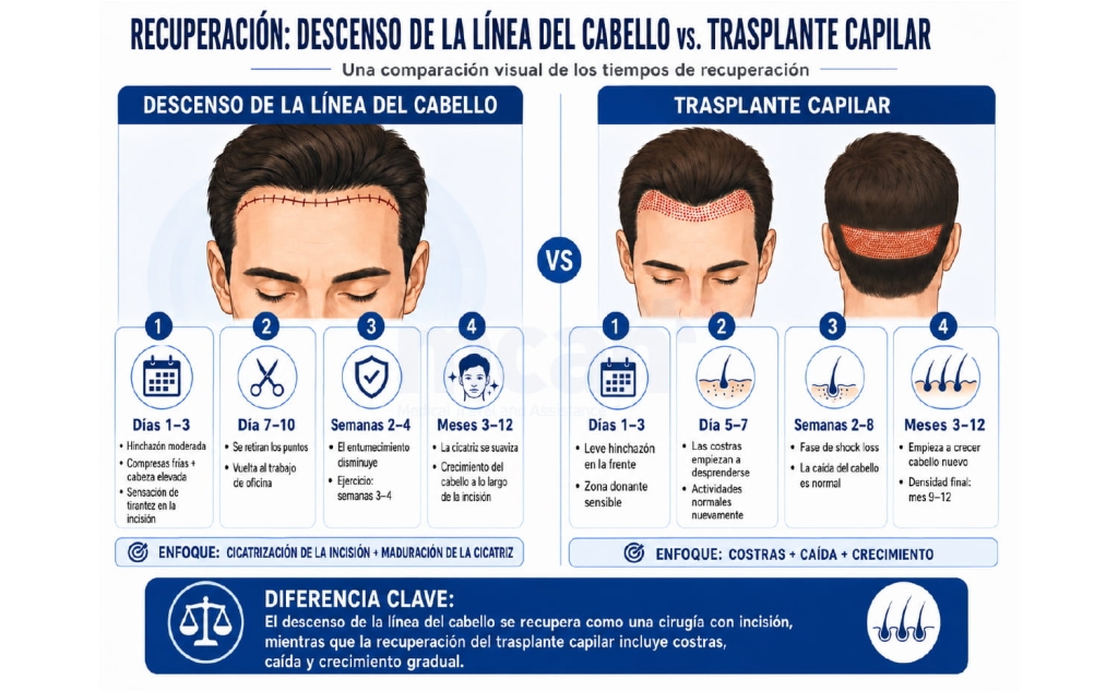 Difference Between Hairline Lowering Surgery and Hair Transplant Recovery Tim es