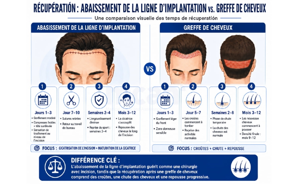 Difference Between Hairline Lowering Surgery and Hair Transplant Recovery Tim fr