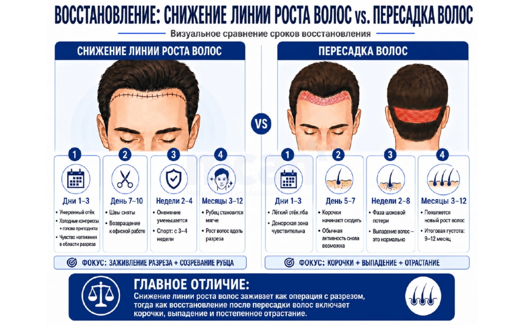 Difference Between Hairline Lowering Surgery and Hair Transplant Recovery Tim ru