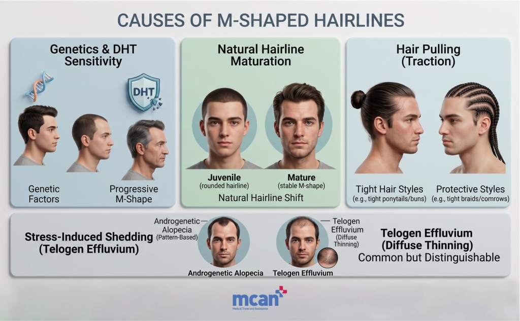 M-Shaped Hairline: Causes and Hair Transplant Solutions 2 What Causes an M Shaped Hairline en What Causes an M Shaped Hairline en